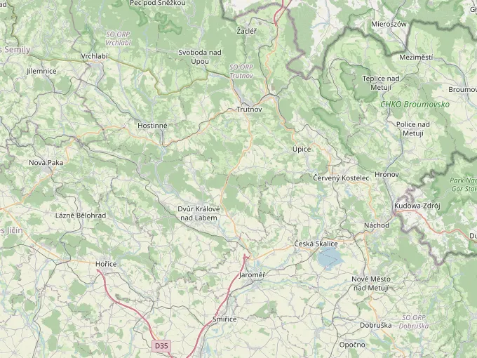 Mapa okolí prodejen v Podkrkonoší