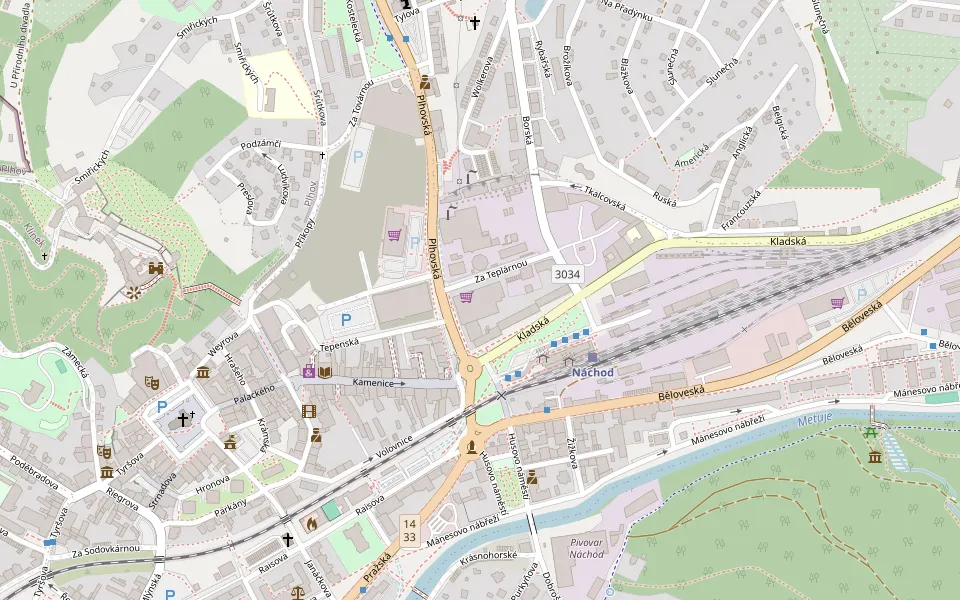 Mapa okolí prodejny Náchod, Plhovská 1098